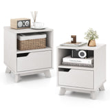 Nightstand with Drawer Set of 2, Modern Sofa Side Table with Open Shelf, Space-Saving