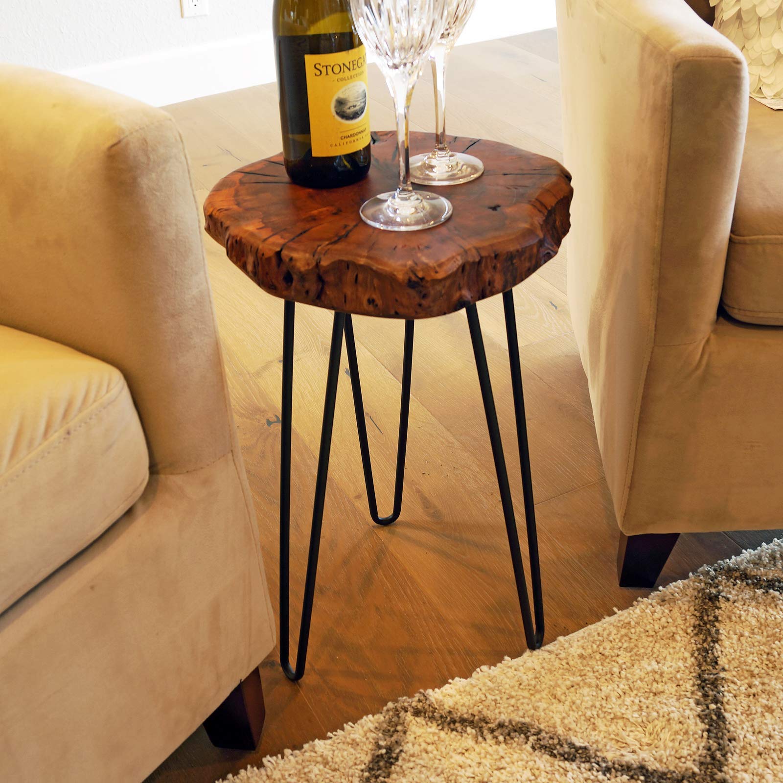 Unique Shape Natural Wood Stump Rustic Surface End Table