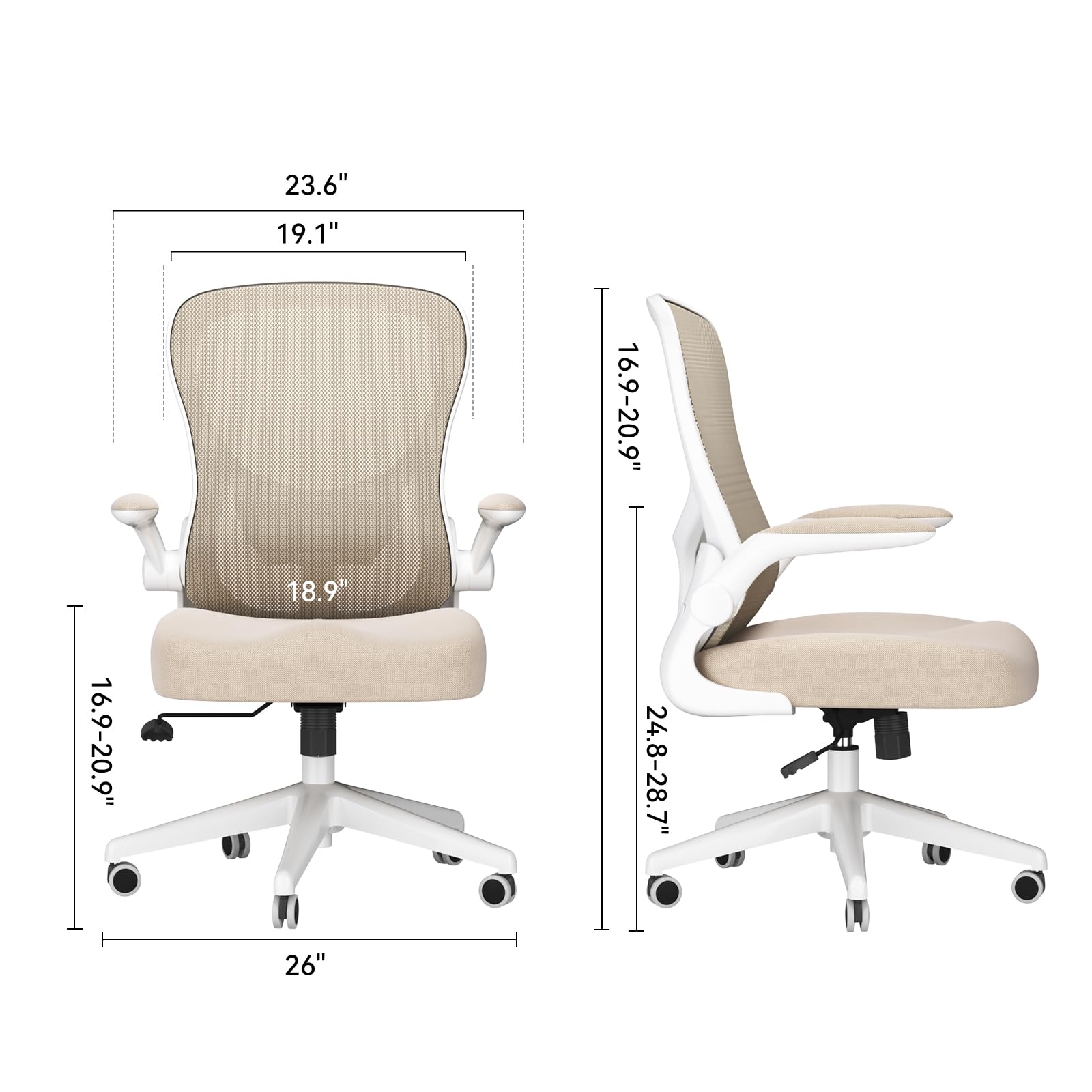 Office Chair Ergonomic Desk Chair, Office Desk Chairs with PU Silent Wheels