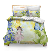 Printed Comforter Cover Set Full Fairy Fantasy Art Scene Design Flower Butterfly Girl Bright Colored Bedding Cover Sets Soft