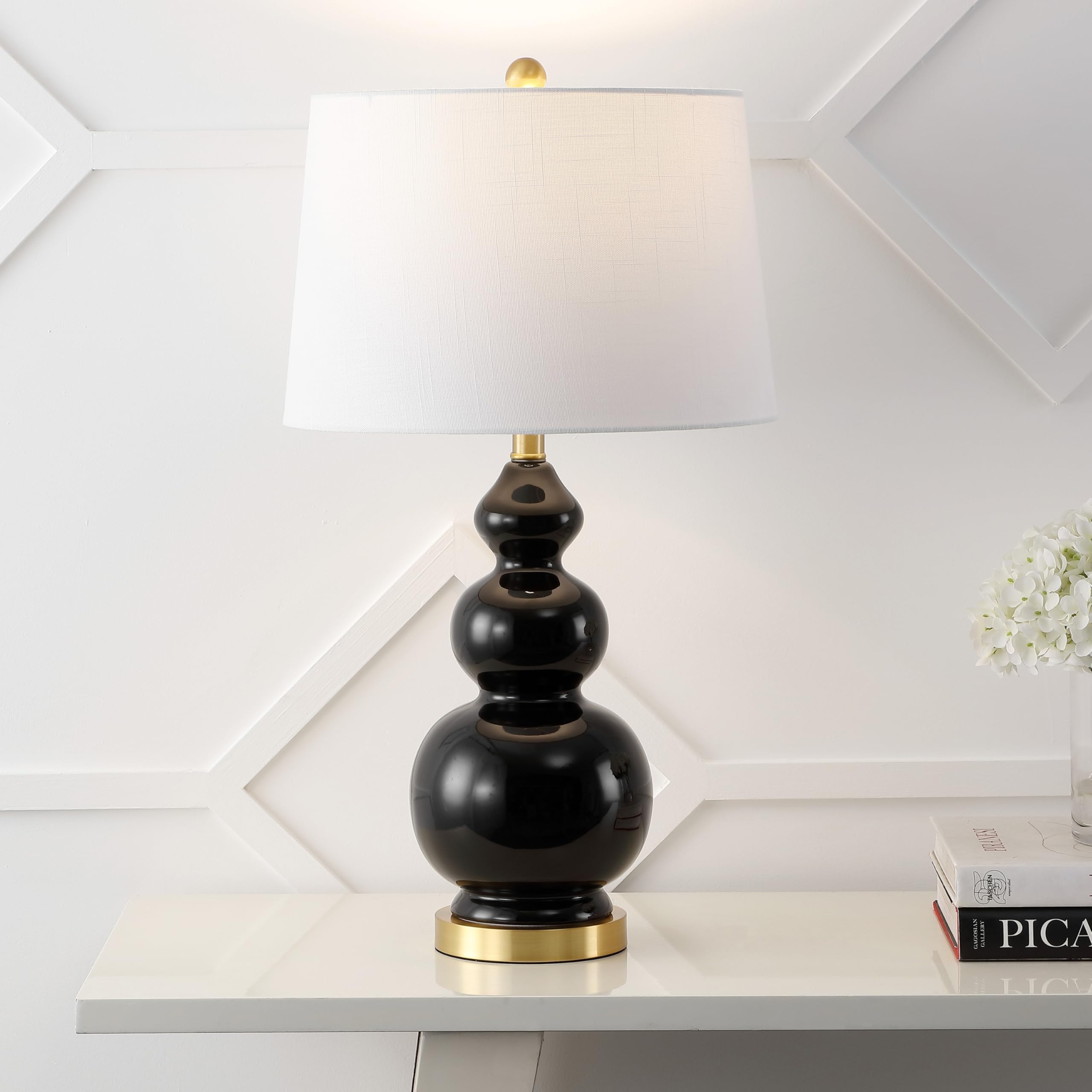 JYL4023C Bowen 27.5" Contemporary Transitional Ceramic Gourd LED Table Lamp