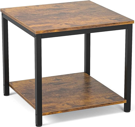 Side Table 20 Inch Square, 2-Tier Coffee Tea End Table Nightstands