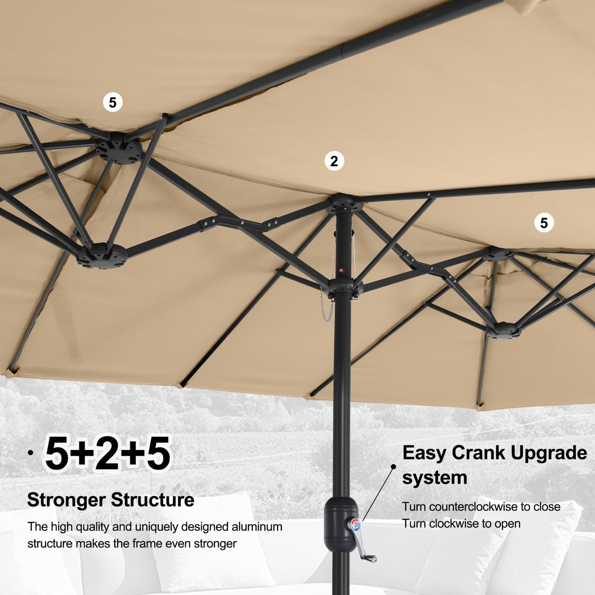 Patio Outdoor Umbrella,15FT Double Sided Large Umbrella,Including Umbrella Base