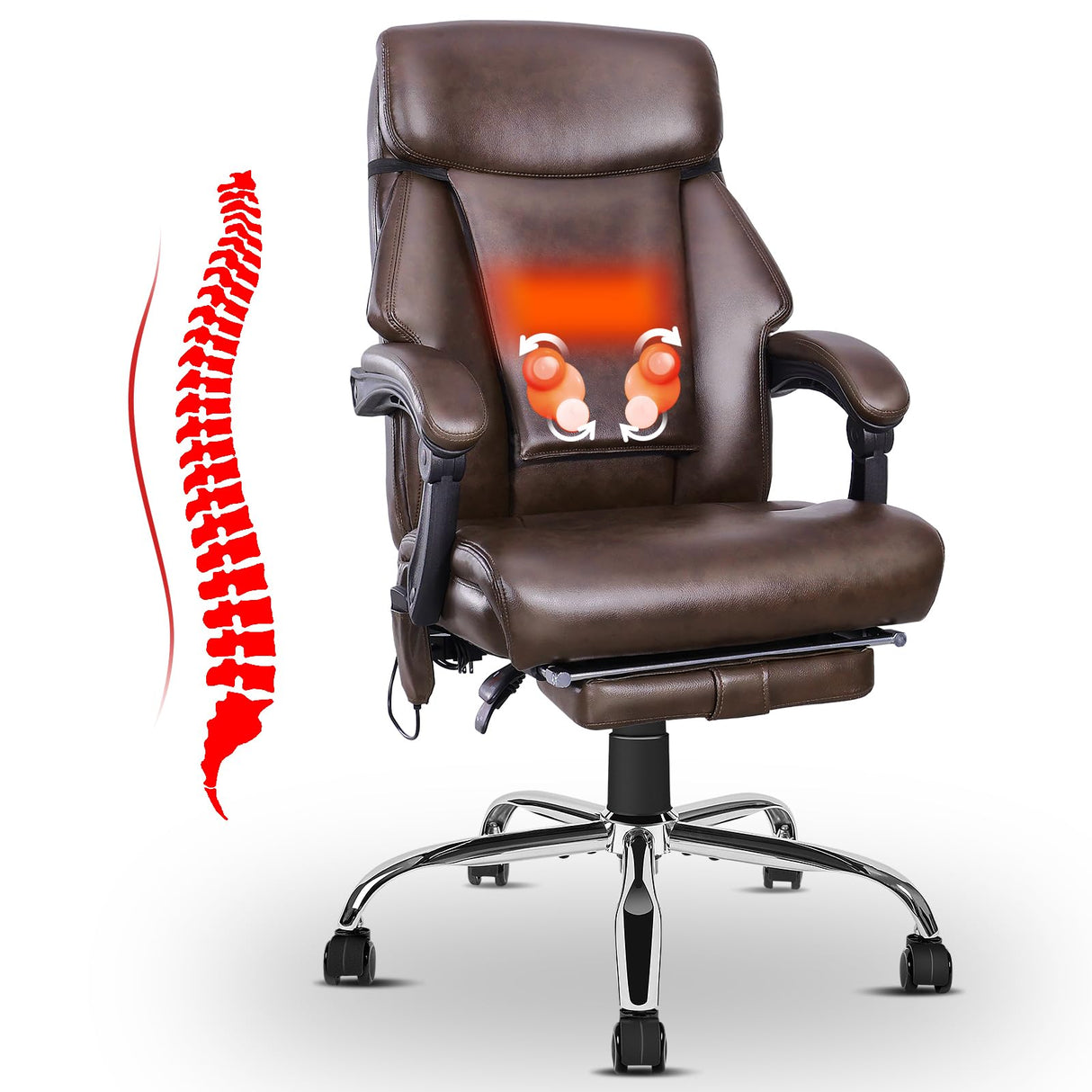 Kneading Massage Executive Office Chair, 3D Back Massage Heated Office Chair,