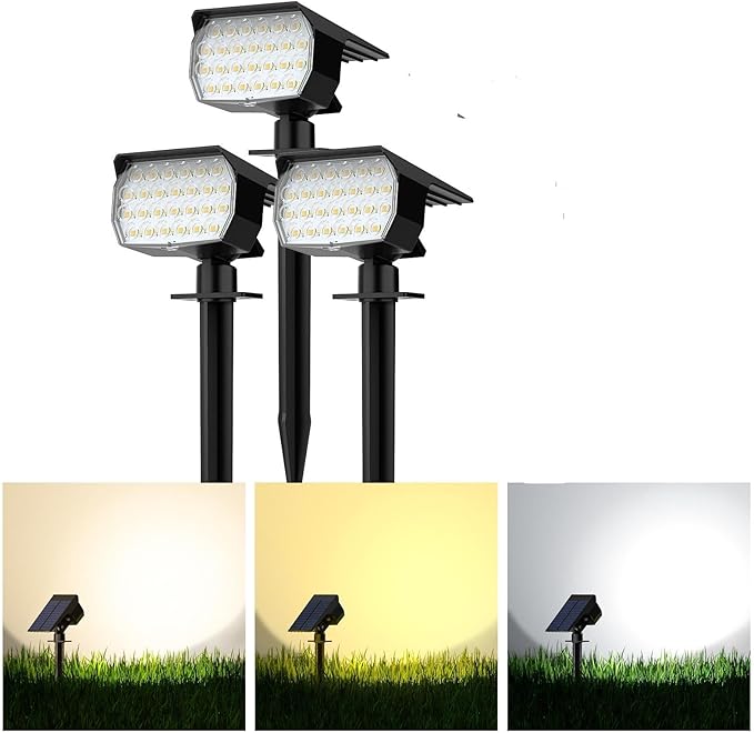 Solar Spot Lights Outdoor 12 Pack, [52 LED/ 6 Color Lighting] Solar