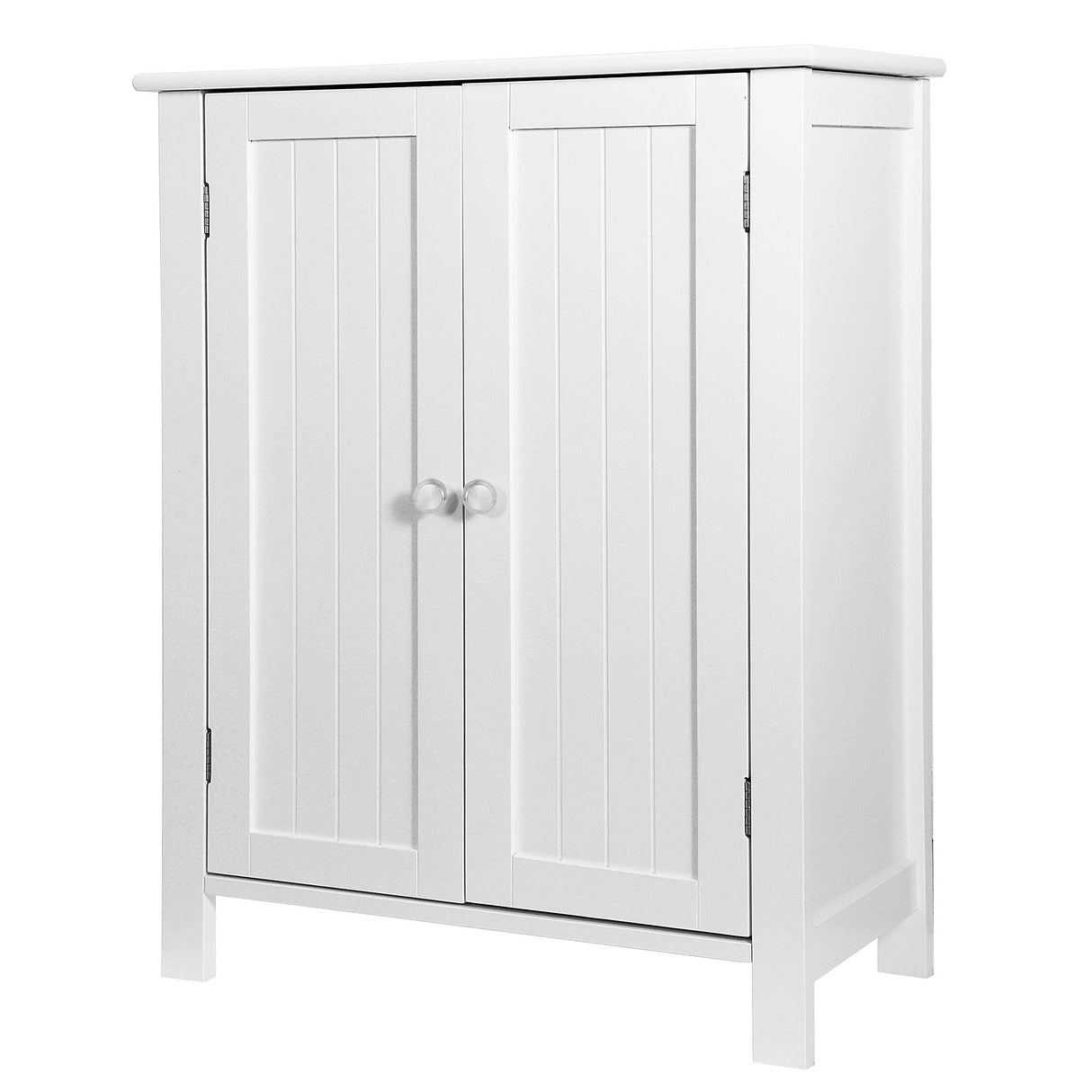 Bathroom Floor Storage Cabinet with Double Door + Adjustable Shelf, Wooden Organizer