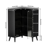 Display Case with Tempered Glass Doors,3-Tier Corner Curio Cabinet with LED Lights for Collectibles,Display Cabinet with 6 Adjustable Shelves,Kids Bookcase for Bedroom, Living Room,Black