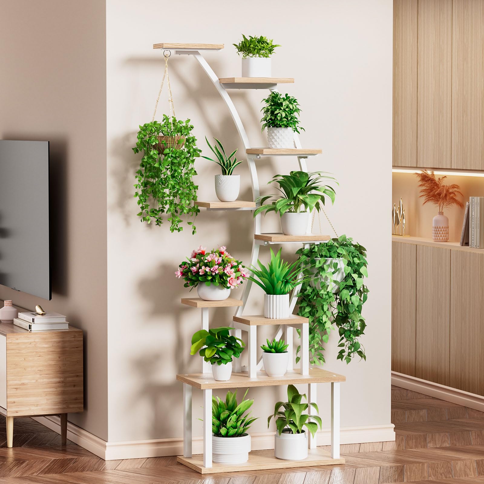 LumiGrow Arc – 9 Tier Half-Moon Metal Plant Stand with Grow Lights