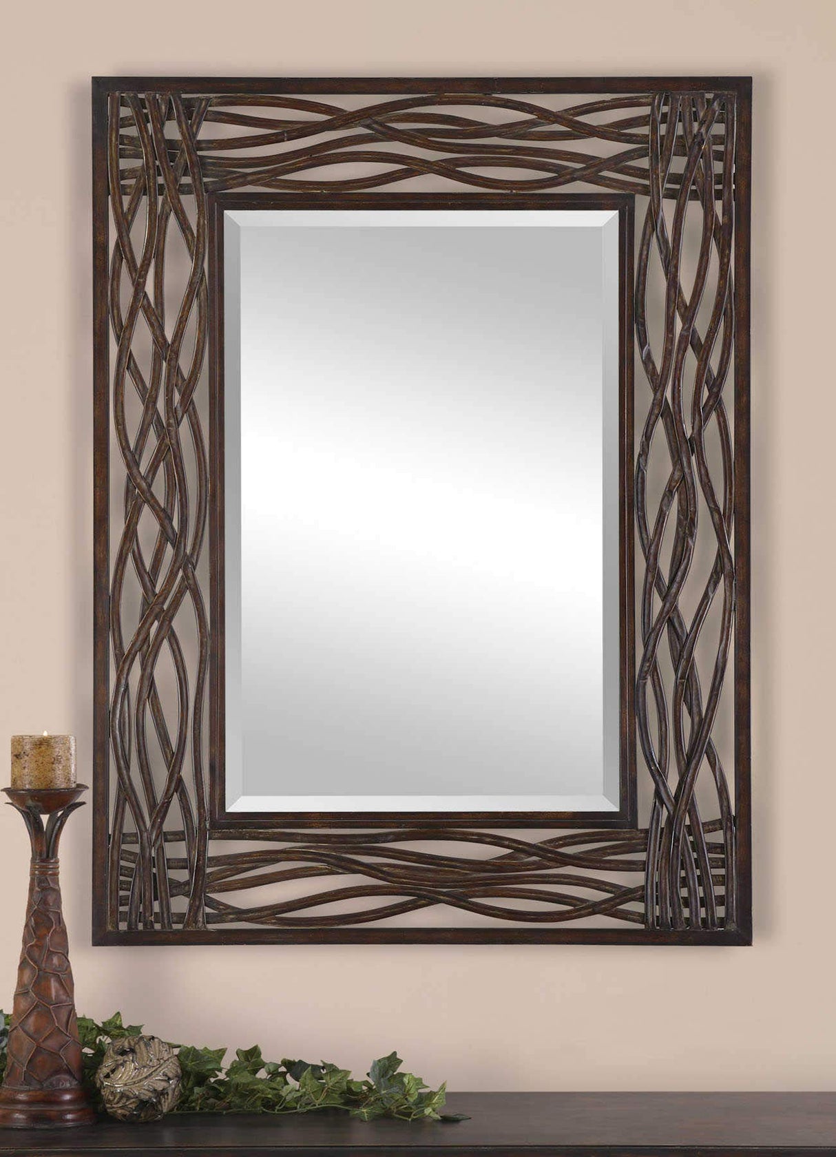 Dorigrass Distressed Mocha Brown Wall Mounted Mirror - 13707