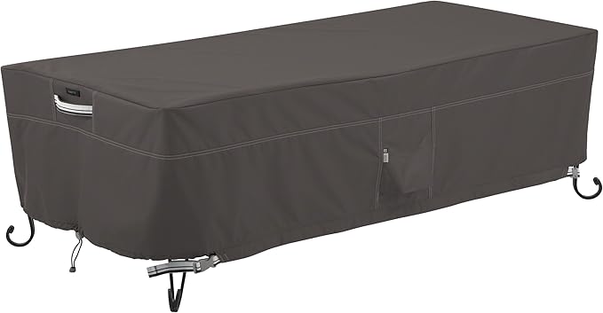 Ravenna Water-Resistant 56 Inch Rectangular Fire Pit Table Cover, Outdoor Table Cover