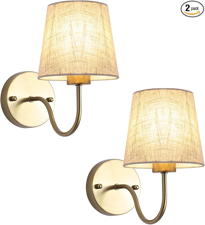 Gold Wall Sconces Set of Two, Modern Sconces Wall Lighting Vintage Wall Light Fixtures