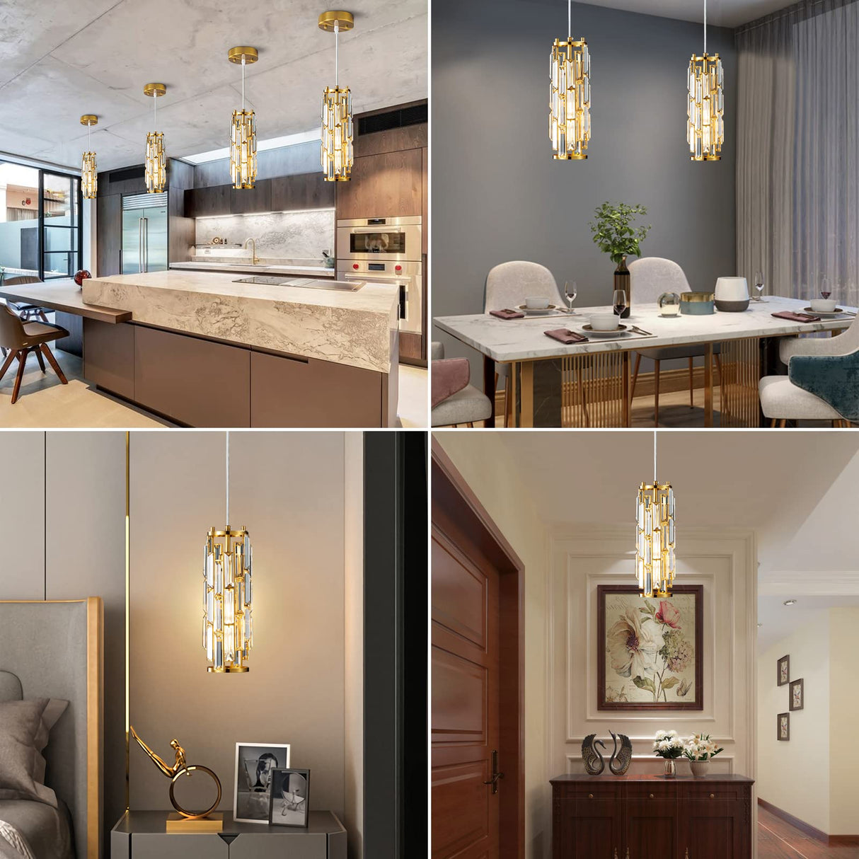 Pendant Lights Modern Gold Light Mini Crystal Chandelier Lighting for Kitchen Island