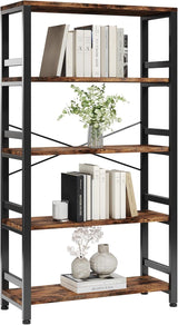 Bookshelves and Bookcases, 31.5in Wide Shelf 5-Tier Ladder Shelf 110lbs/shelf Vintage Industrial Style