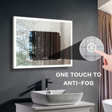 36 Inch Square LED Bathroom Mirror, Antifog Wall Mounted Lighted Vanity Mirror