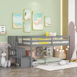 Twin Size Low Loft Bed for Kids,Loft Bed with Slide and Ladder