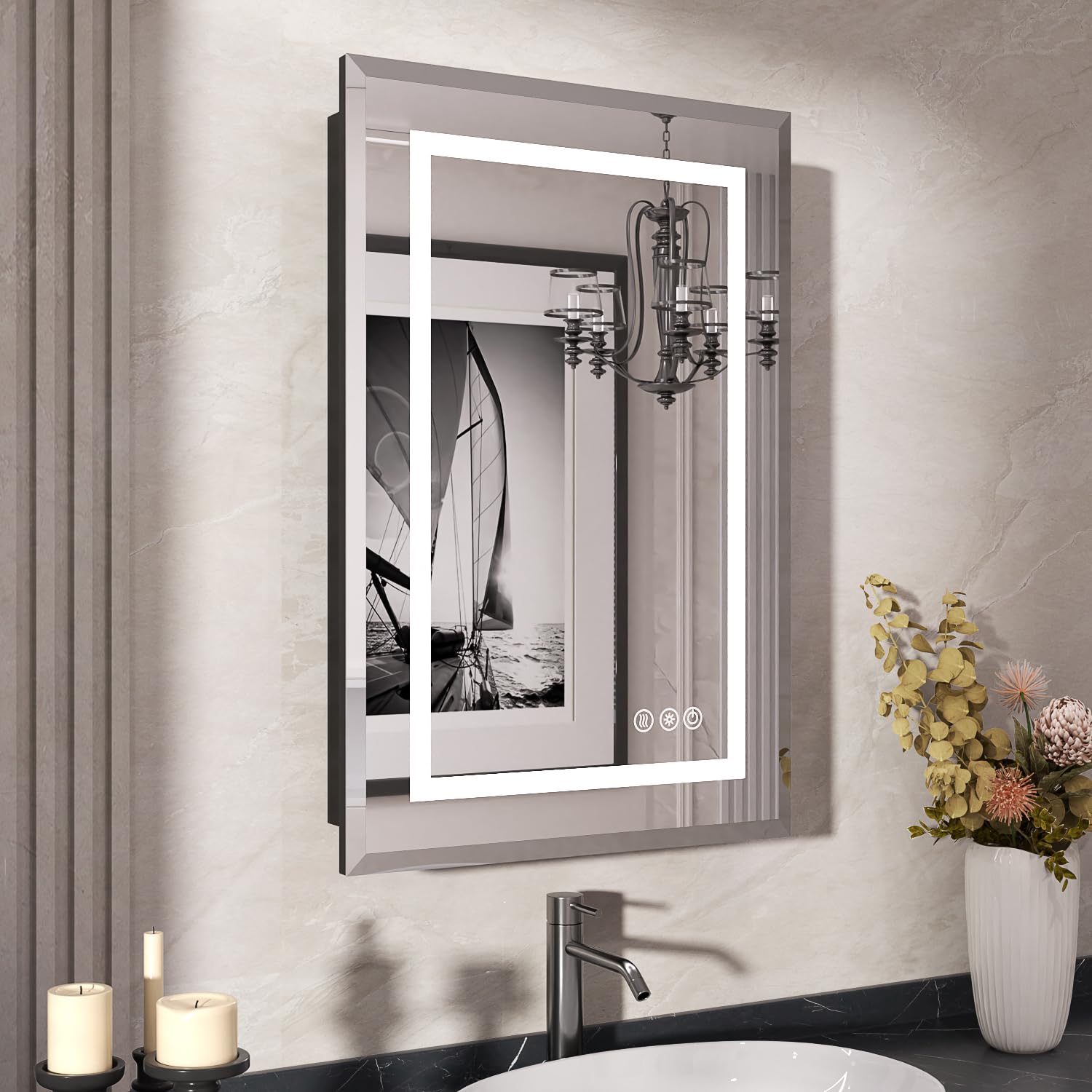 20X30 Inch Recessed Lighted Medicine Cabinet with Mirror, Adjustable 3-Color LED Medicine Cabinet Mirror