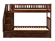 Woodland Staircase Bunk Bed Twin Over Twin with Twin Size Raised Panel Trundle and Attachable USB Charger