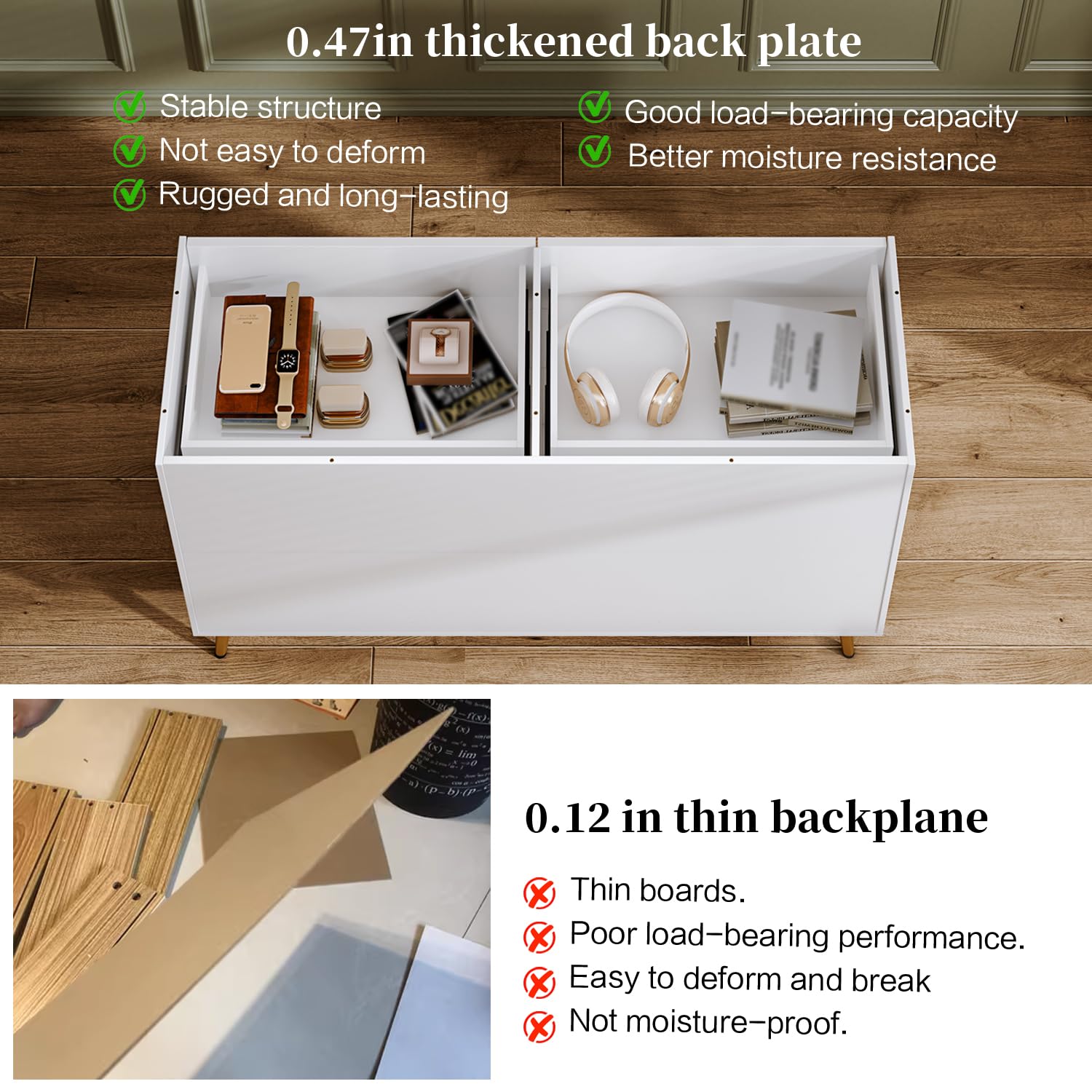 Cream 6 Drawer Dresser for Bedroom, Large Double Dresser with Wide Drawers