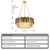 Modern K9 Crystal Pendant Lighting,Round Gold Crystal Chandelier Contemporary Luxury