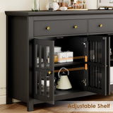 Black Buffet Cabinet with Storage, 55.1" Large Kitchen Cabinet Sideboard Cabinet