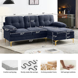 82" Modern Couch w/Chaise, L Shaped Sofa Couch Reversible, Chenille Small Sectional