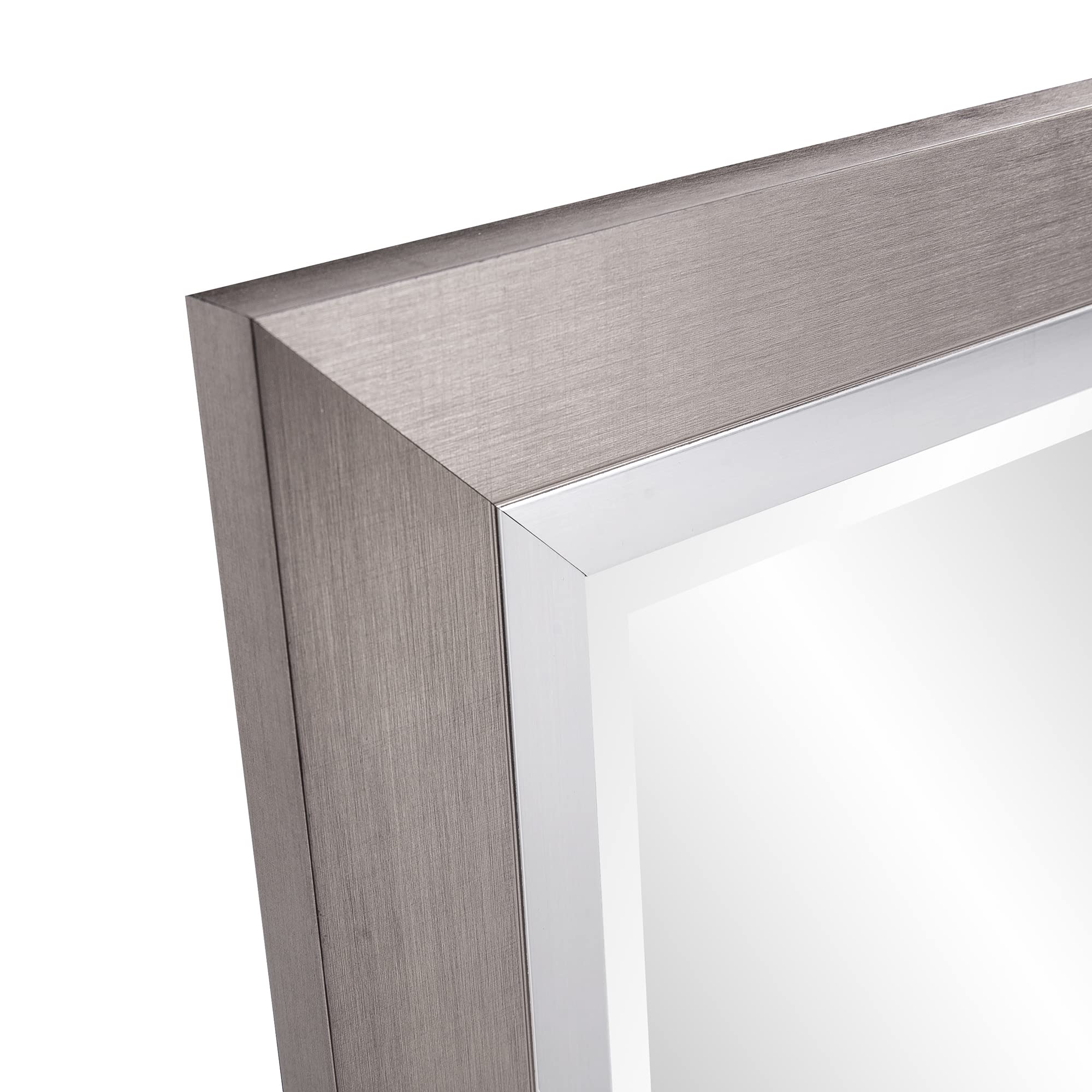 Chicago Tall Rectangular Mirror,  Brushed Silver