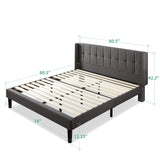 Dori Upholstered Platform Bed Frame with Wingback Headboard, Mattress Foundation,