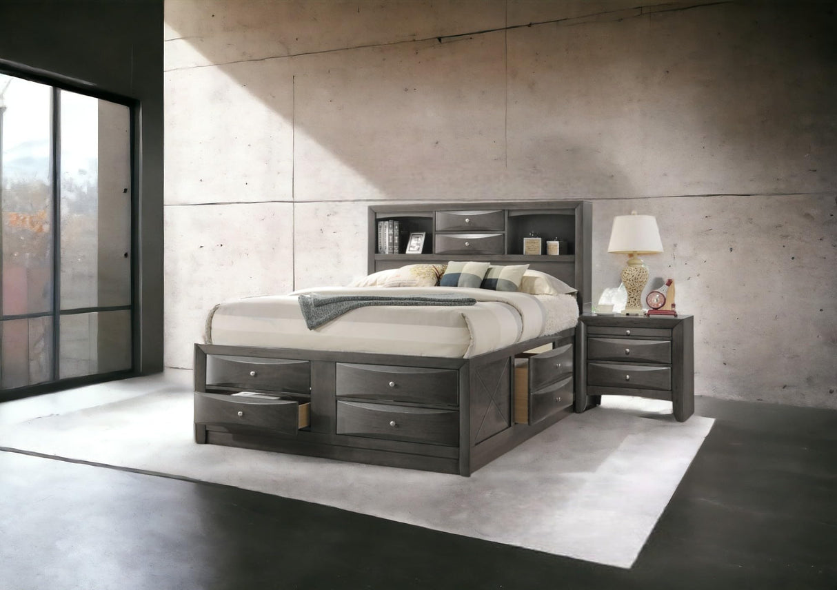 Ireland Full Captain's Bed with Storage - Gray Oak Finish