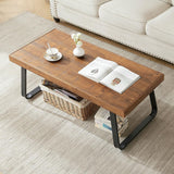 Rustic Coffee Table, Industrial Solid Wooden Tea Table, Farmhouse Real Wood Center coffe