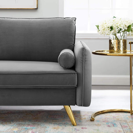 Revive Performance Velvet Sofa, Gray