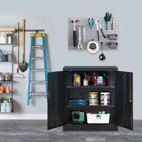 Metal Storage Cabinet, Locking Storage Cabinet with Adjustable Shelves