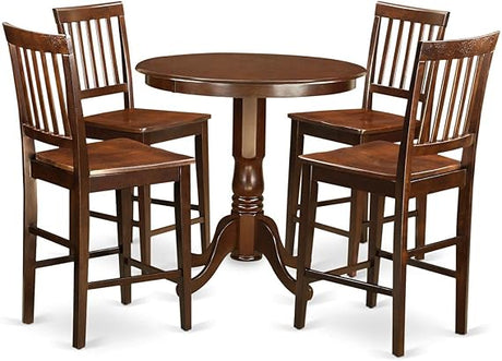 JAVN5-WHI-W 5 Piece Counter Height Dining Set Includes a Round Dining Table