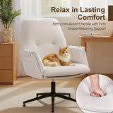 High Back Fabric Office Chair - Cross-Legged Desk Chair with Armrests