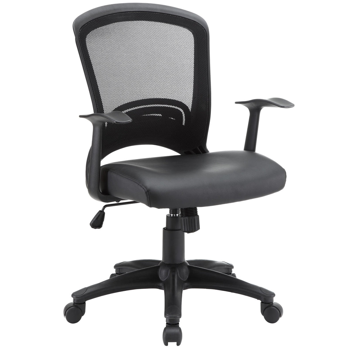 Pulse Ergonomic Faux Leather Adjustable Swivel Office Chair in Black