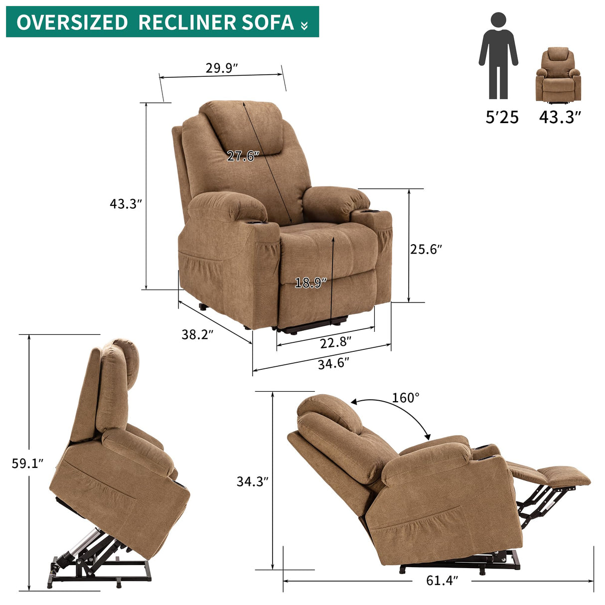 Power Lift Recliner Chair for Elderly Recliner Chair with Massage