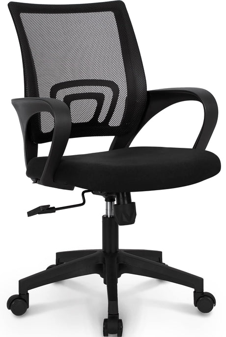 Office Computer Desk Chair Gaming-Ergonomic Mid Back Cushion Lumbar Support with Wheels Comfortable Blue