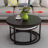 Round Side Tables Modern End Tables Nesting Tables for Balcony and Living Room, Extendable Stackable, Wood and Metal, White and Gray