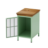 20 INCH Night Stand, Bedside Table, Mint Green with Solid Wood Top, Rectangle End Table with Storage Cabinet for Bedroom and Living Room