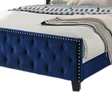 Agapi California King Bed, Button Tufted, Nailhead Trim, Upholstery, Navy Blue