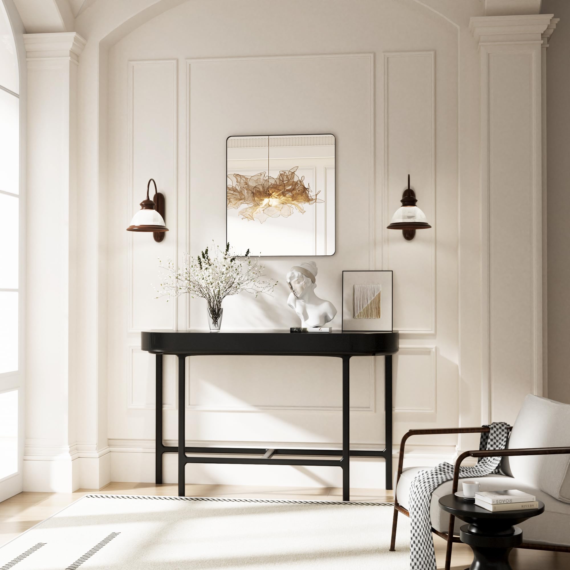 30x36 Black Bathroom Mirror - Metal Frame Vanity Wall Mirror