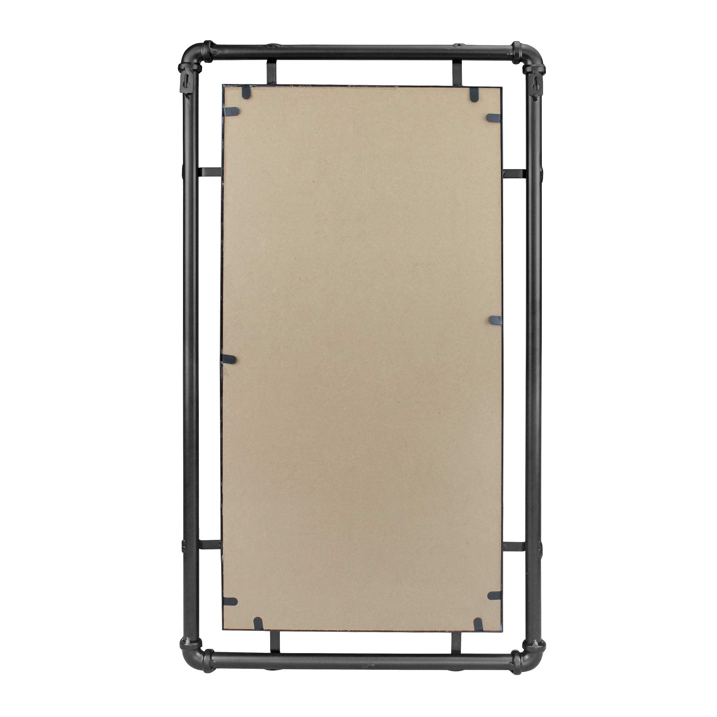 29" Rectangle Industrial Black Metal Pipe Wall Mirror