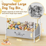 Large Dog Toy Storage Basket with Shelf & Hooks - 23.6" Organizer