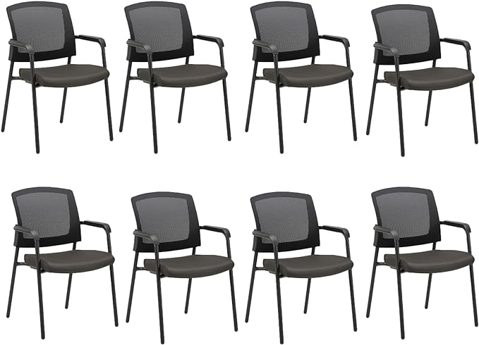 Office Reception Guest Chair Mesh Back Stacking with Ergonomic Lumbar Support