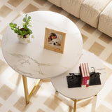 Coffee Table White Round Coffee Table for Living Room, Faux MarbleTable Set of