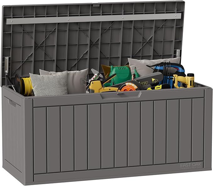 Outdoor Storage Box | 31 Gallon Deck Box Indoor and Outdoor Use | Waterproof Resin