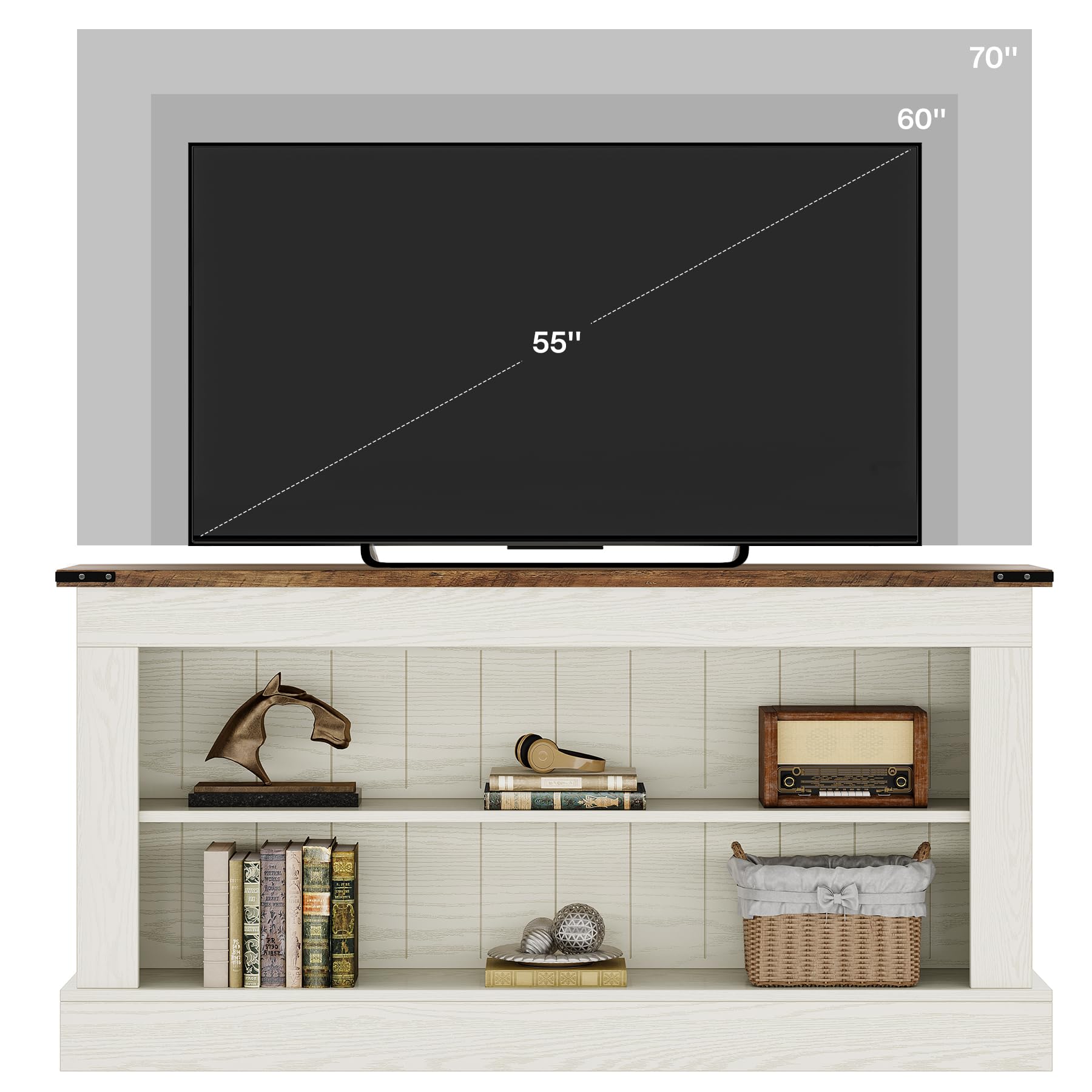 63" Farmhouse TV Stand for 70-Inch TV with Storage