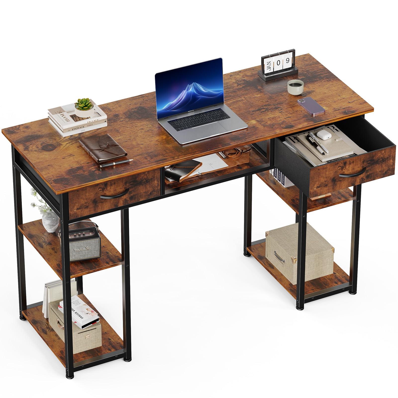 Computer Desk with Drawers Study Writing Table with Storage Bag Headphone