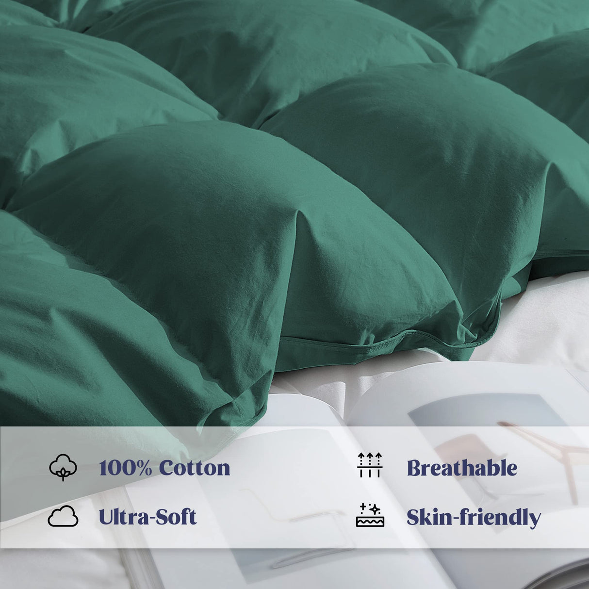 Goose Feather Comforter Full Size, Pinch Pleat All Season Medium Warmth Duvet Insert,