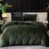 Velvet Duvet Cover Queen Set Sage Green Comforter Cover 3Pcs Ultra Soft Cover