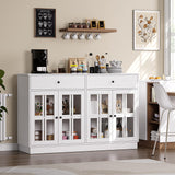 Buffet Cabinet with Storage, White Sideboard Buffet Cabinet Featuring LED Light